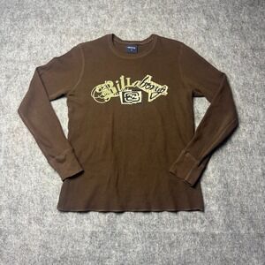 Billabong Brown Waffle Knit Long Sleeve Men's Medium Y2K Surf Shirt